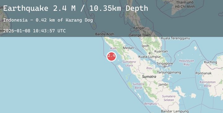 Map of Northern Sumatra, Indonesia