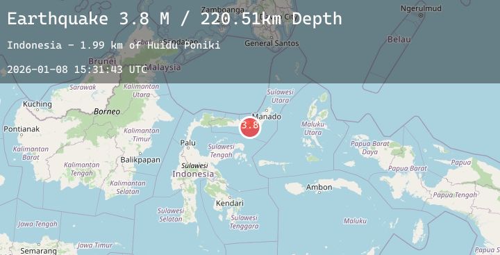 Map of Minahassa Peninsula, Sulawesi