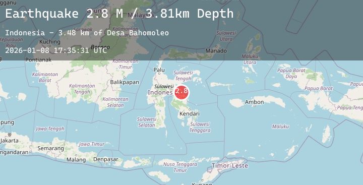 Map of Sulawesi, Indonesia