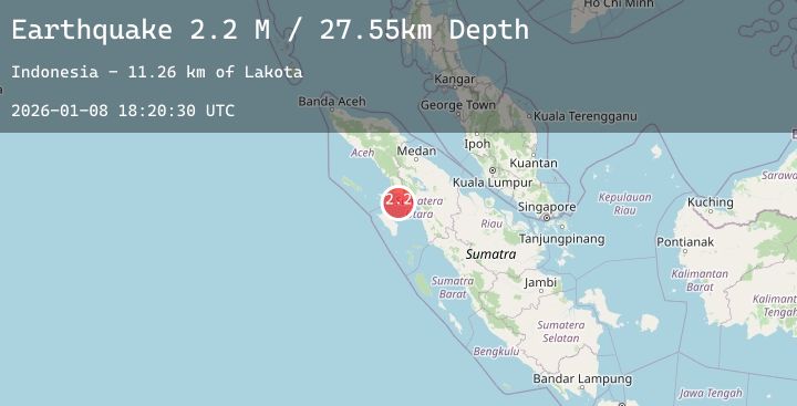 Map of Northern Sumatra, Indonesia