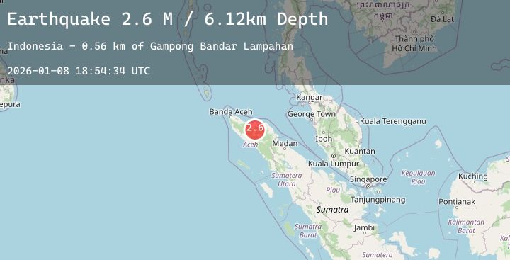 Map of Northern Sumatra, Indonesia