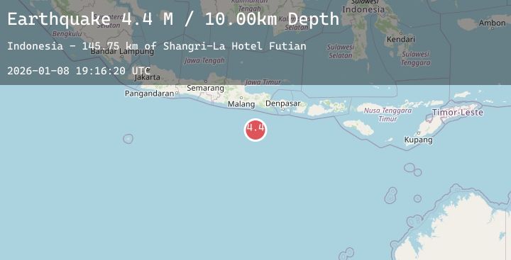 Map of South of Java, Indonesia