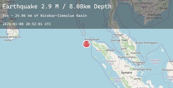 Map of Northern Sumatra, Indonesia