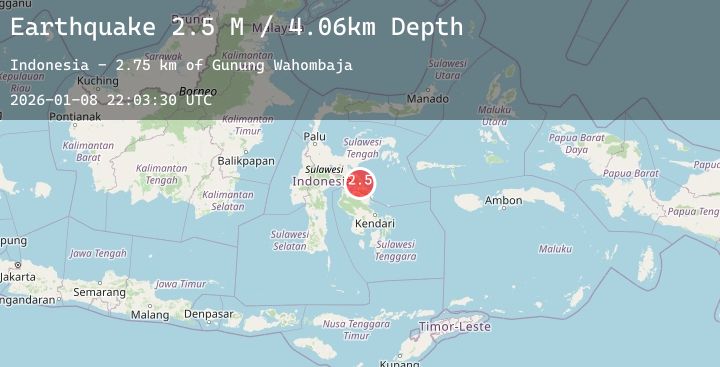 Map of Sulawesi, Indonesia