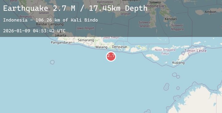 Map of South of Java, Indonesia
