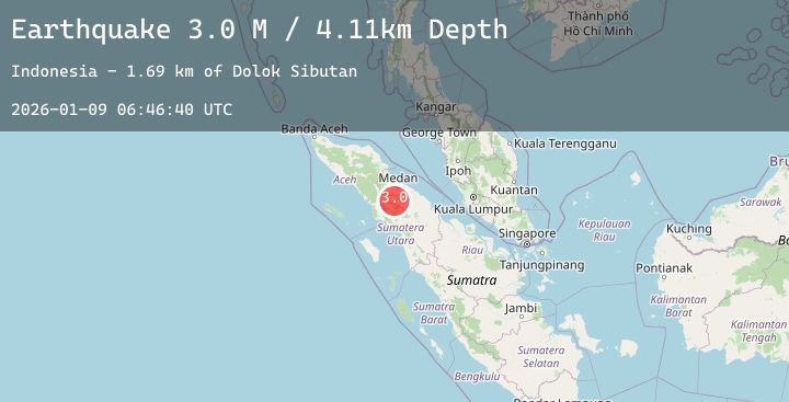 Map of Northern Sumatra, Indonesia