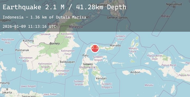 Map of Minahassa Peninsula, Sulawesi
