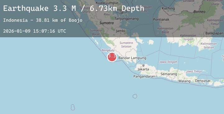 Map of Southern Sumatra, Indonesia