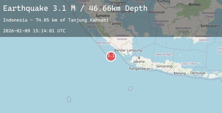 Map of Southern Sumatra, Indonesia