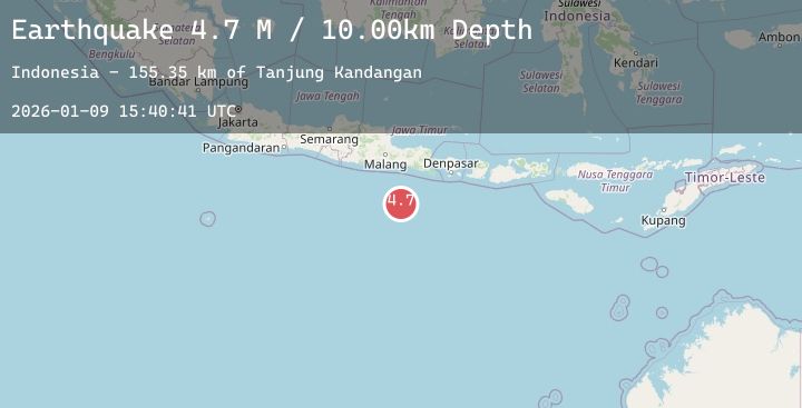 Map of South of Java, Indonesia
