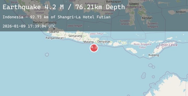 Map of South of Java, Indonesia