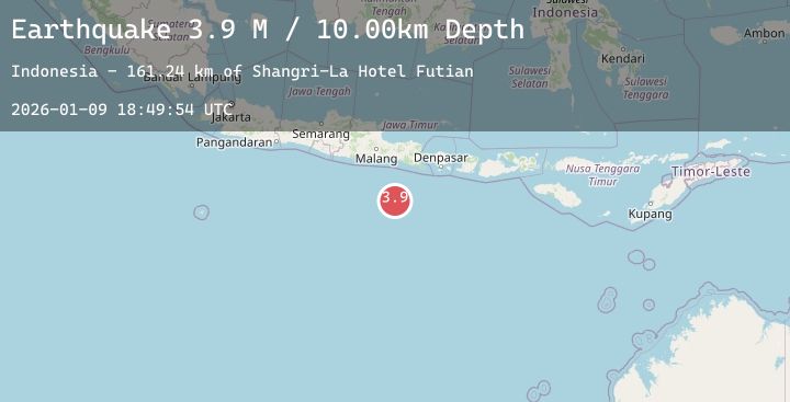 Map of South of Java, Indonesia