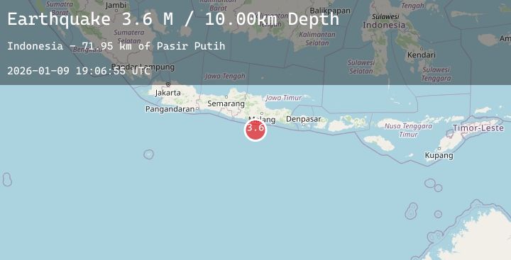 Map of South of Java, Indonesia