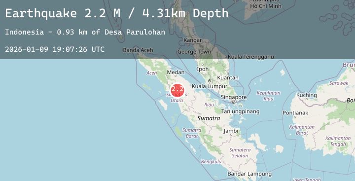 Map of Northern Sumatra, Indonesia