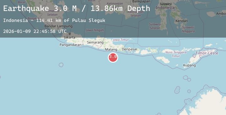 Map of South of Java, Indonesia