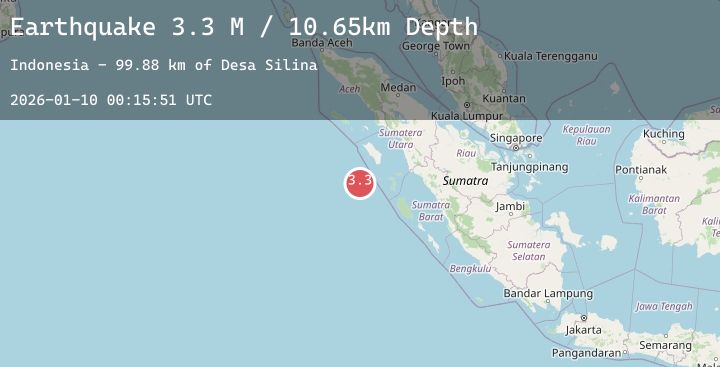 Map of Southwest of Sumatra, Indonesia