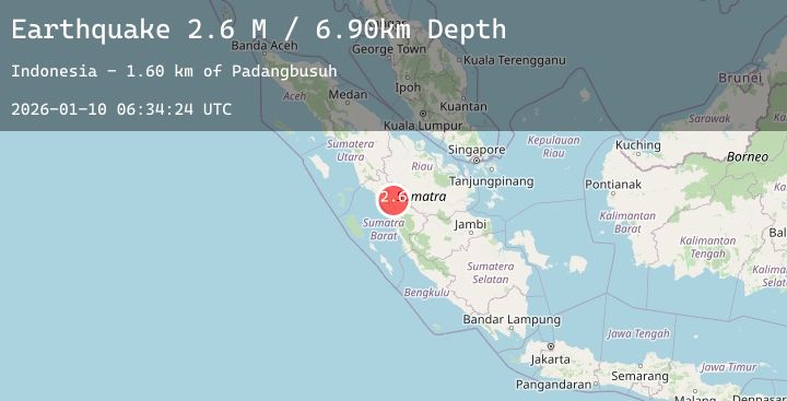 Map of Southern Sumatra, Indonesia