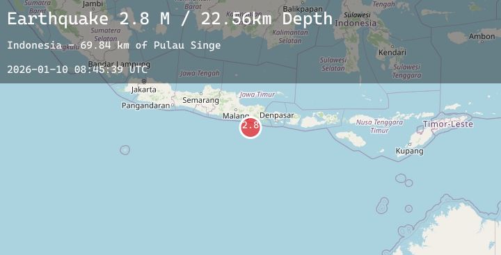 Map of South of Java, Indonesia