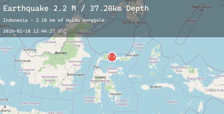 Map of Minahassa Peninsula, Sulawesi