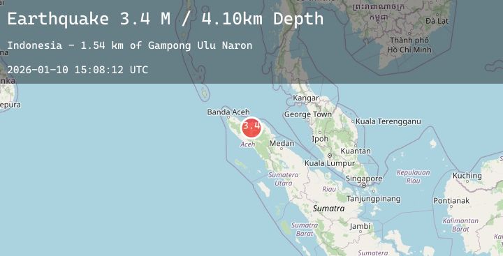 Map of Northern Sumatra, Indonesia