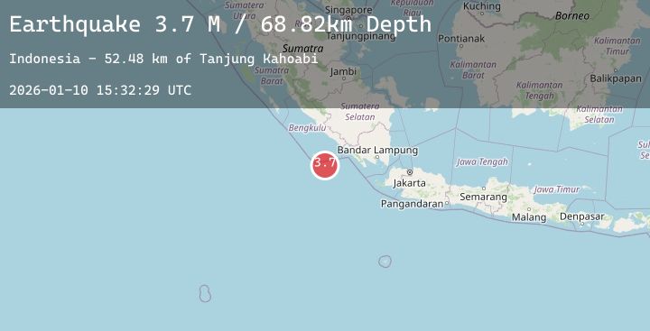 Map of Southern Sumatra, Indonesia