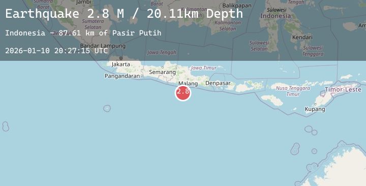 Map of South of Java, Indonesia