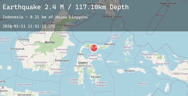Map of Minahassa Peninsula, Sulawesi