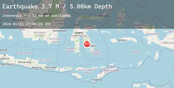 Map of Sulawesi, Indonesia