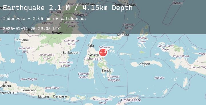 Map of Sulawesi, Indonesia
