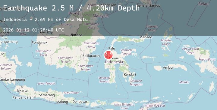 Map of Sulawesi, Indonesia