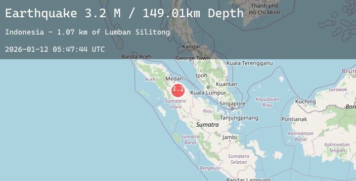 Map of Northern Sumatra, Indonesia