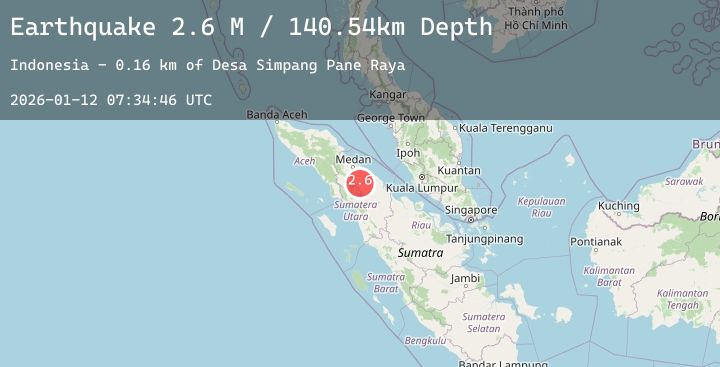 Map of Northern Sumatra, Indonesia