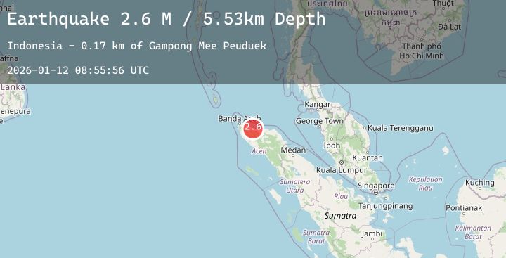 Map of Northern Sumatra, Indonesia