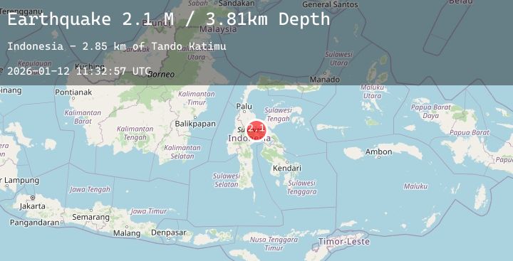 Map of Sulawesi, Indonesia