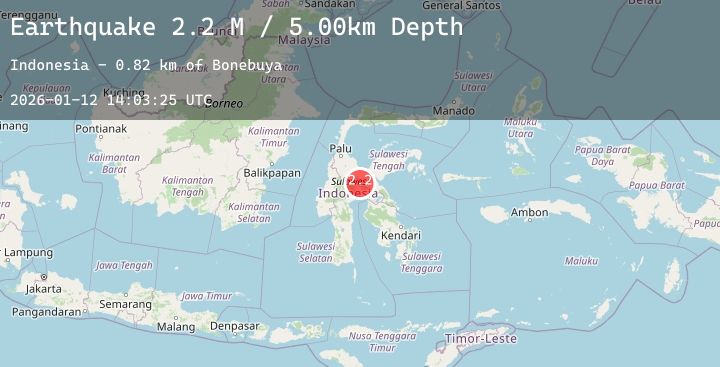 Map of Sulawesi, Indonesia