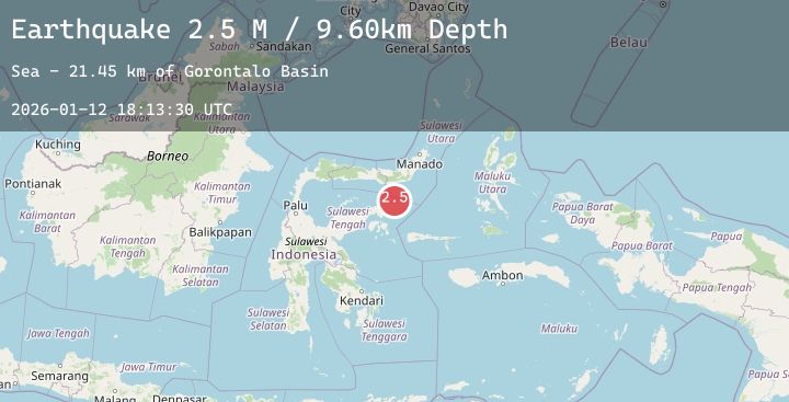 Map of Minahassa Peninsula, Sulawesi