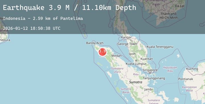 Map of Northern Sumatra, Indonesia