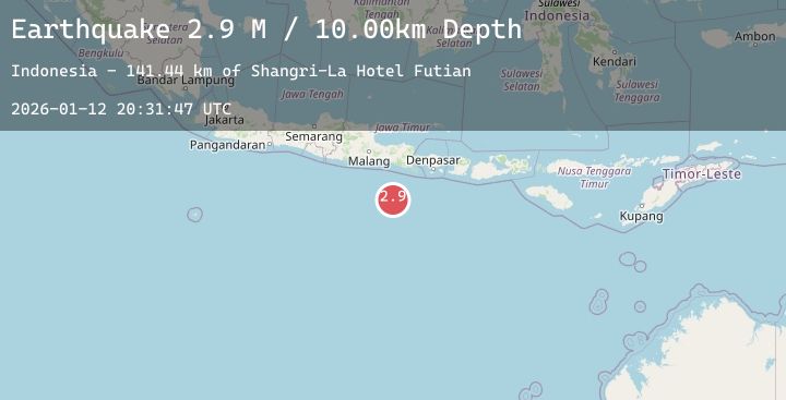 Map of South of Java, Indonesia