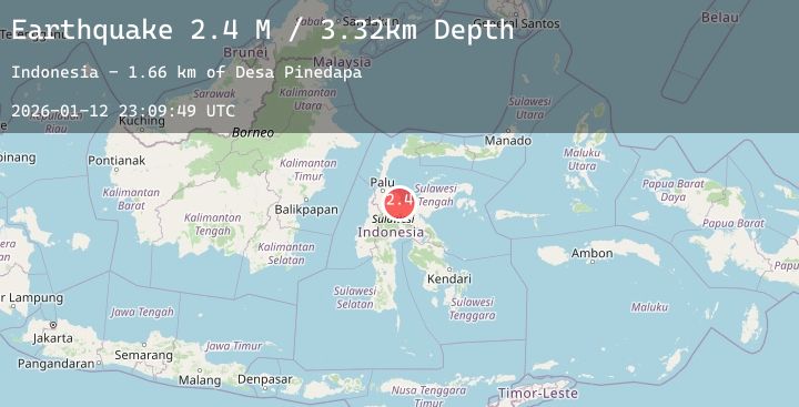 Map of Sulawesi, Indonesia