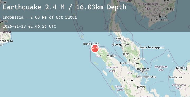 Map of Northern Sumatra, Indonesia