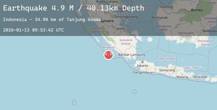 Map of Southwest of Sumatra, Indonesia