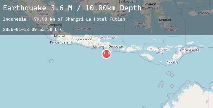 Map of South of Java, Indonesia