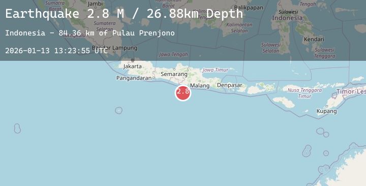 Map of South of Java, Indonesia