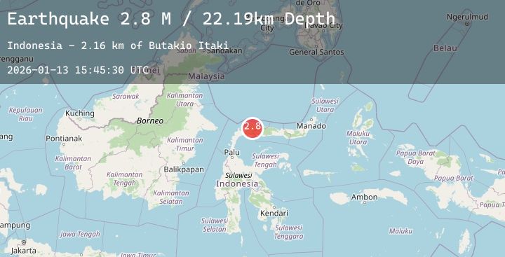 Map of Minahassa Peninsula, Sulawesi