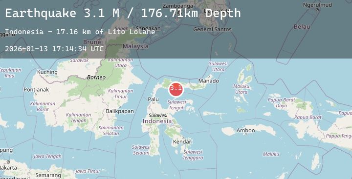Map of Minahassa Peninsula, Sulawesi