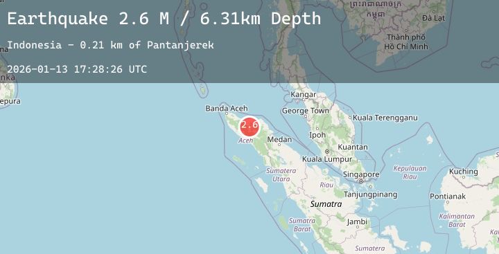 Map of Northern Sumatra, Indonesia