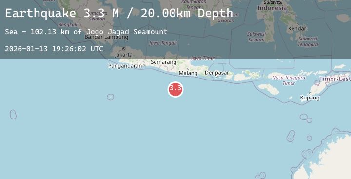 Map of South of Java, Indonesia