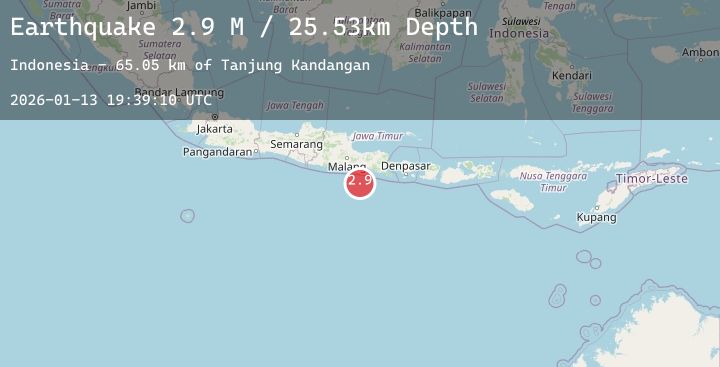 Map of South of Java, Indonesia