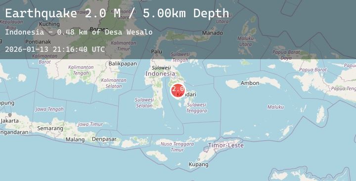 Map of Sulawesi, Indonesia