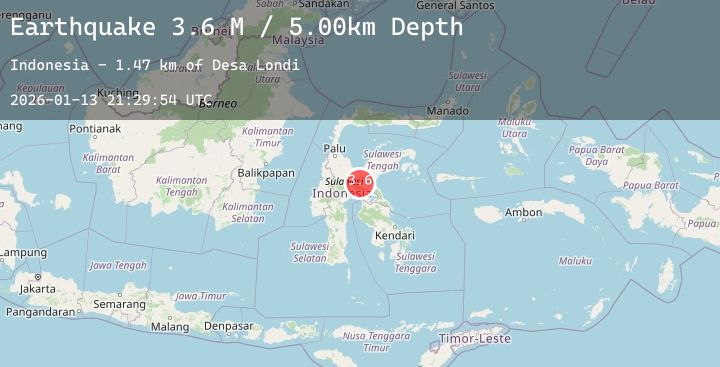 Map of Sulawesi, Indonesia